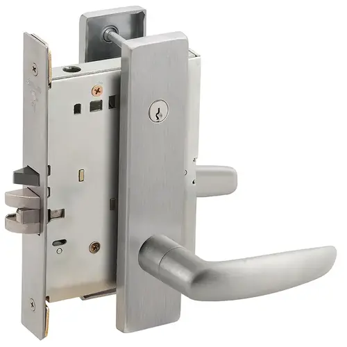 Automatic Unlocking Entry Mortise Lock Concealed Cylinder C Keyway with 07 Lever and L Escutcheon Satin Chrome Finish