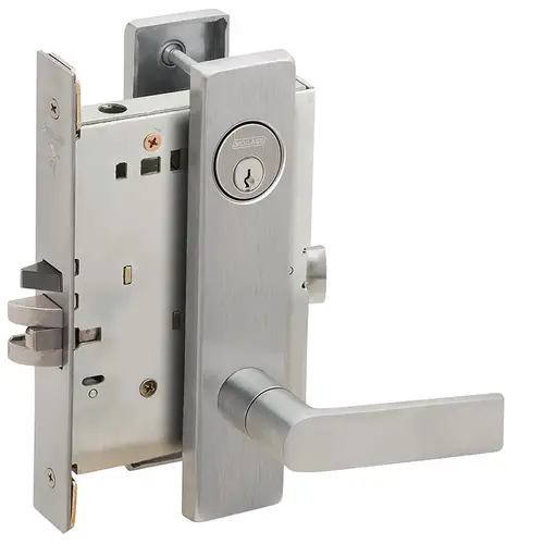 Apartment Entry Mortise Lock C Keyway with 01 Lever and L Escutcheon Satin Stainless Steel Finish