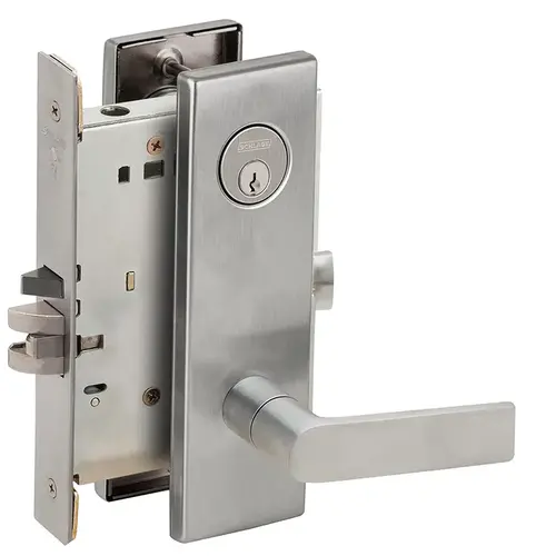 Automatic Unlocking Entry Mortise Lock C Keyway with 01 Lever and N Escutcheon Satin Chrome Finish