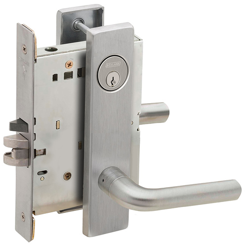 Classroom Mortise Lock C Keyway with 02 Lever and L Escutcheon Satin Stainless Steel Finish