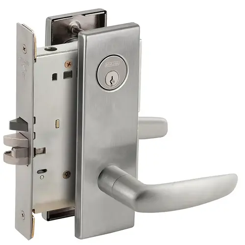 Automatic Unlocking Entry Mortise Lock C Keyway with 07 Lever and N Escutcheon Satin Chrome Finish