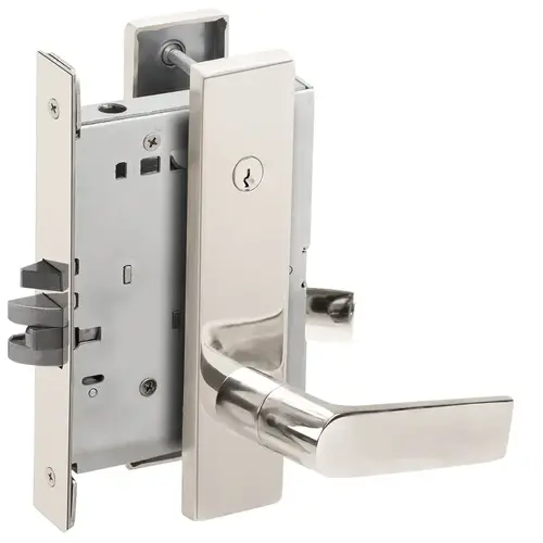 Classroom Holdback Mortise Lock Concealed Cylinder C Keyway with 01 Lever and L Escutcheon Bright Chrome Finish