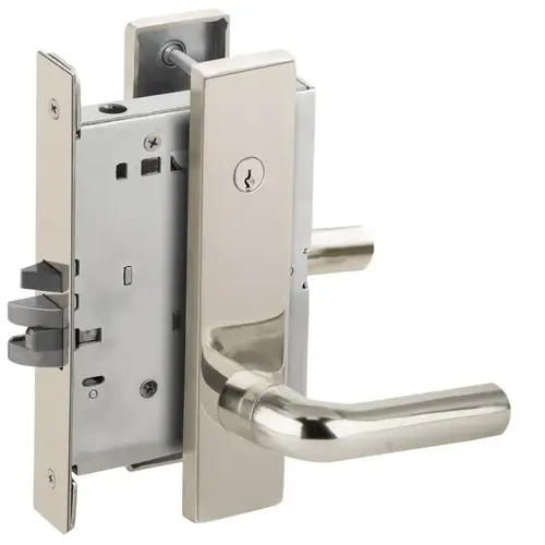 Classroom Holdback Mortise Lock Concealed Cylinder C Keyway with 02 Lever and L Escutcheon Bright Chrome Finish