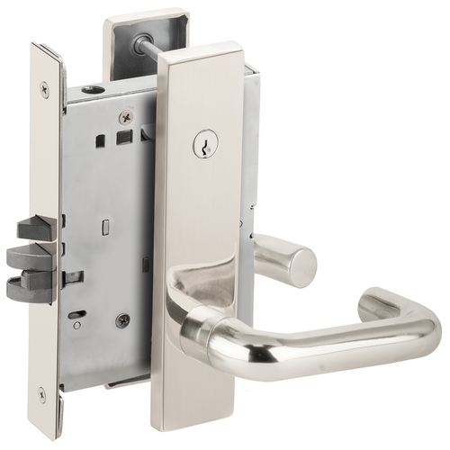 Entry / Office Mortise Lock Concealed Cylinder with 03 Lever and L Escutcheon Bright Chrome Finish