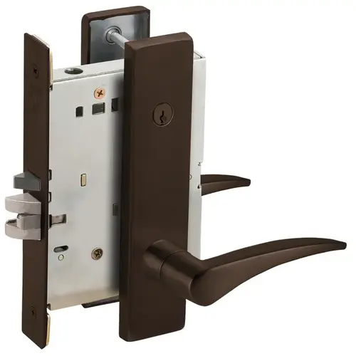 Entry / Office Mortise Lock Concealed Cylinder with 12 Lever and L Escutcheon Right Hand Oil Rubbed Bronze Finish