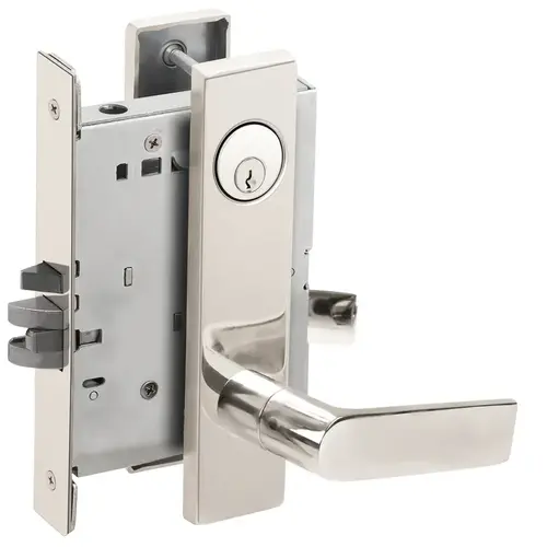 Automatic Unlocking Entry Mortise Lock C Keyway with 01 Lever and L Escutcheon Bright Chrome Finish