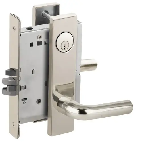 Classroom Mortise Lock C Keyway with 02 Lever and L Escutcheon Bright Chrome Finish