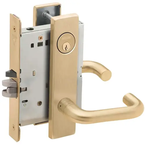 Apartment Entry Mortise Lock C Keyway with 03 Lever and L Escutcheon Satin Brass Finish