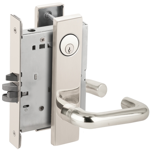 Entry / Office Mortise Lock C Keyway with 03 Lever and L Escutcheon Bright Chrome Finish