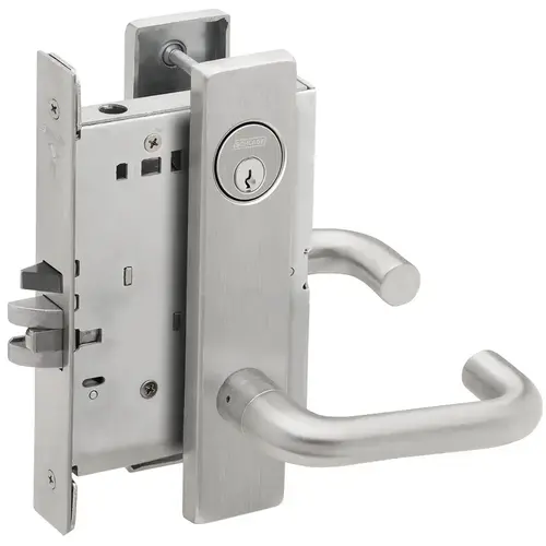 Classroom Security Mortise Lock C Keyway with 03 Lever and L Escutcheon Satin Stainless Steel Finish