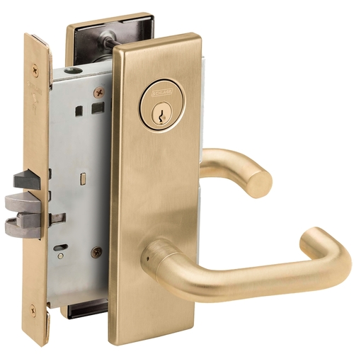 Storeroom Mortise Lock C Keyway with 03 Lever and N Escutcheon Satin Brass Finish