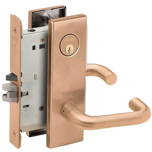 Classroom Holdback Mortise Lock C Keyway with 03 Lever and N Escutcheon Satin Bronze Finish