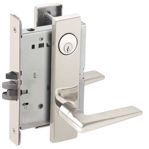 Institution Mortise Lock C Keyway with 05 Lever and L Escutcheon Bright Chrome Finish