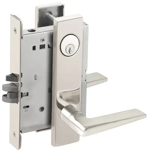 Automatic Unlocking Entry Mortise Lock C Keyway with 05 Lever and L Escutcheon Bright Chrome Finish