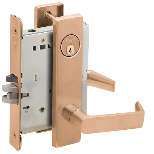 Automatic Unlocking Entry Mortise Lock C Keyway with 06 Lever and L Escutcheon Satin Bronze Finish