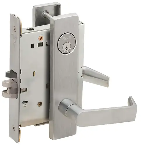 Entry / Office Mortise Lock C Keyway with 06 Lever and L Escutcheon Satin Stainless Steel Finish