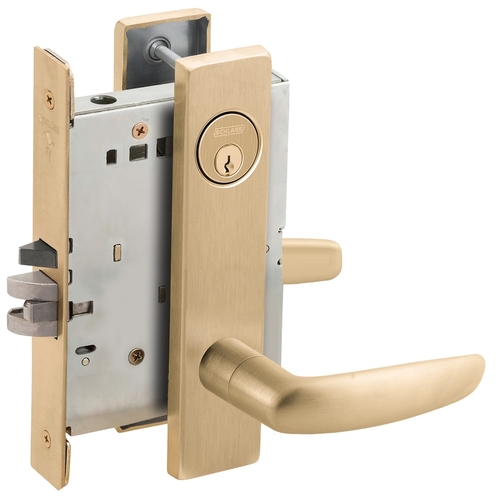 Apartment Entry Mortise Lock C Keyway with 07 Lever and L Escutcheon Satin Brass Finish