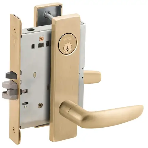 Classroom Security Mortise Lock C Keyway with 07 Lever and L Escutcheon Satin Brass Finish