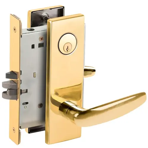 Apartment Entry Mortise Lock C Keyway with 07 Lever and N Escutcheon Bright Brass Finish