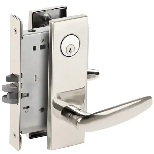 Entry / Office Mortise Lock with C Keyway with 07 Lever and N Escutcheon Bright Stainless Steel Finish