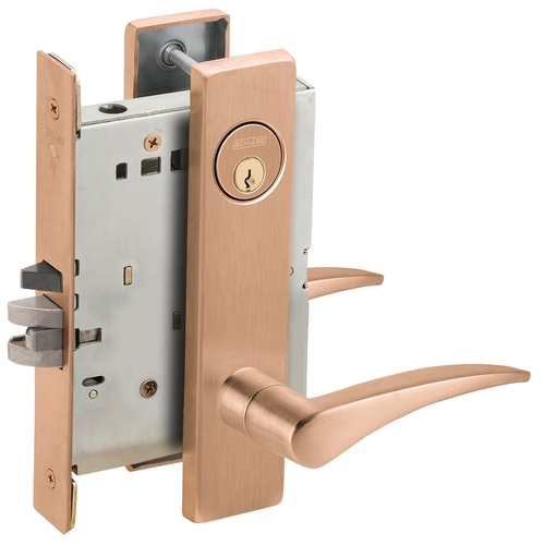 Classroom Security Mortise Lock C Keyway with 12 Lever and L Escutcheon Left Hand Satin Bronze Finish