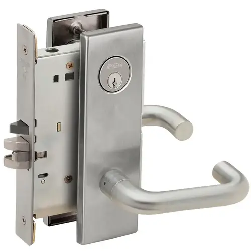 Apartment Entry Mortise Lock C Keyway with 03 Lever and N Escutcheon Satin Chrome Finish