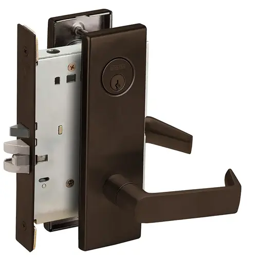 Classroom Mortise Lock with C Keyway with 06 Lever and N Escutcheon Aged Bronze Finish