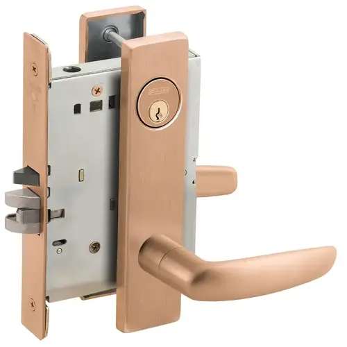 Apartment Entry Mortise Lock C Keyway with 07 Lever and L Escutcheon Satin Bronze Finish