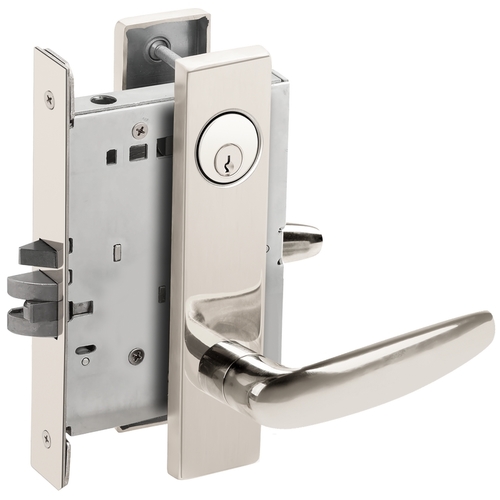 Automatic Unlocking Entry Mortise Lock C Keyway with 07 Lever and L Escutcheon Bright Chrome Finish