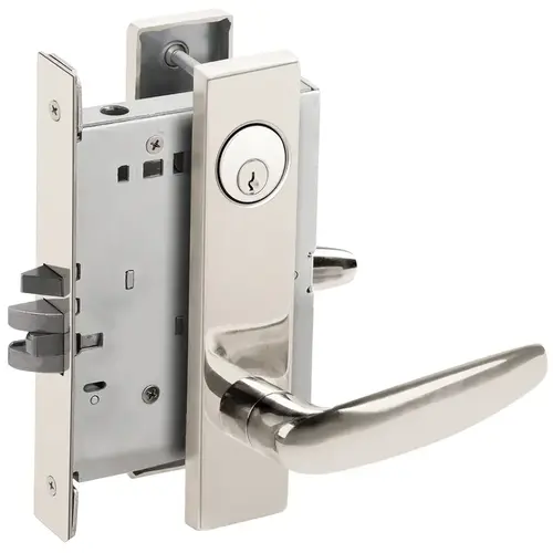 Entry / Office Mortise Lock with C Keyway with 07 Lever and L Escutcheon Bright Stainless Steel Finish