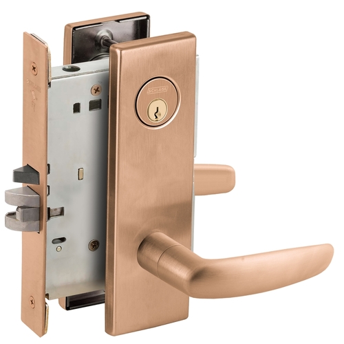 Automatic Unlocking Entry Mortise Lock C Keyway with 07 Lever and N Escutcheon Satin Bronze Finish