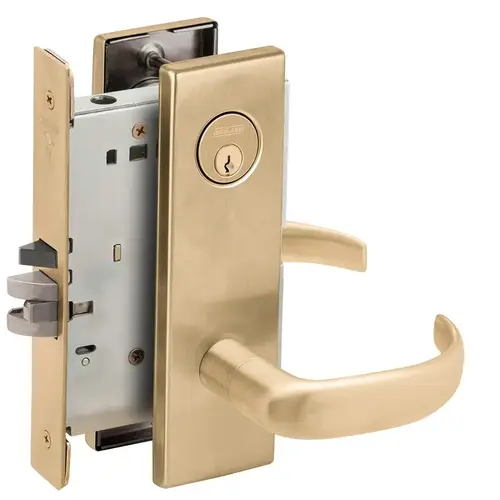 Automatic Unlocking Entry Mortise Lock C Keyway with 17 Lever and N Escutcheon Satin Brass Finish