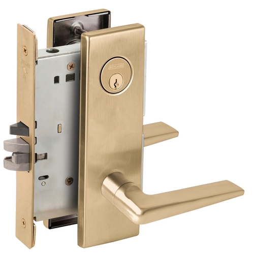 Classroom Mortise Lock with C Keyway with 05 Lever and N Escutcheon Satin Brass Finish