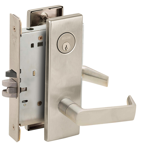 Classroom Security Holdback Mortise Lock with C Keyway with 06 Lever and N Escutcheon Satin Nickel Finish