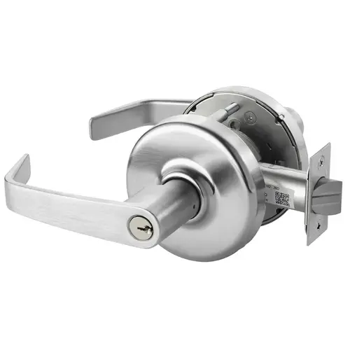 Zinc Newport Lever and D Rose Single Cylinder Classroom Grade 1 Heavy Duty Cylindrical Lever Lock L4 Keyway Satin Chrome Finish