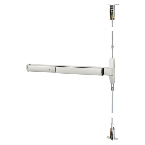 Narrow Stile Concealed Vertical Rod Exit Device, Motor Latch Retraction, Touchbar Monitoring, 36", Satin Stainless Steel Satin Stainless Steel