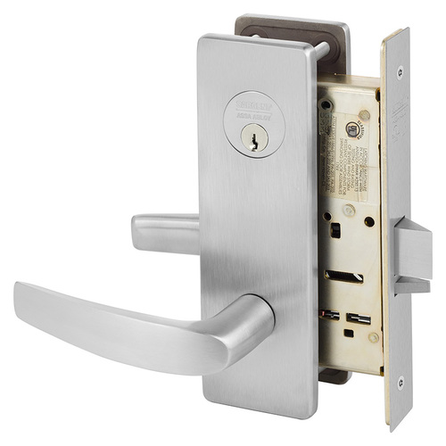 Storeroom Closet Mortise Lock with B Lever and LS Escutcheon Satin Chrome Finish