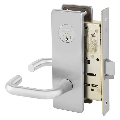 Storeroom Closet Mortise Lock with J Lever and LS Escutcheon Satin Chrome Finish