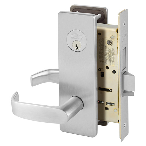 Classroom Security Double Cylinder with Deadbolt Mortise Lock with L Lever and LS Escutcheon Satin Chrome Finish