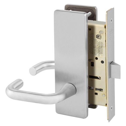 Passage Mortise Lock with J Lever and LS Escutcheon Satin Chrome Finish