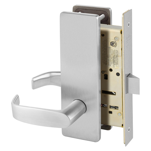 Passage Mortise Lock with L Lever and LS Escutcheon Satin Chrome Finish