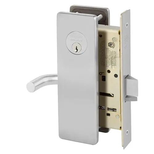 All Purpose Holdback Mortise Lock with J Lever and LS Escutcheon Satin Chrome Finish