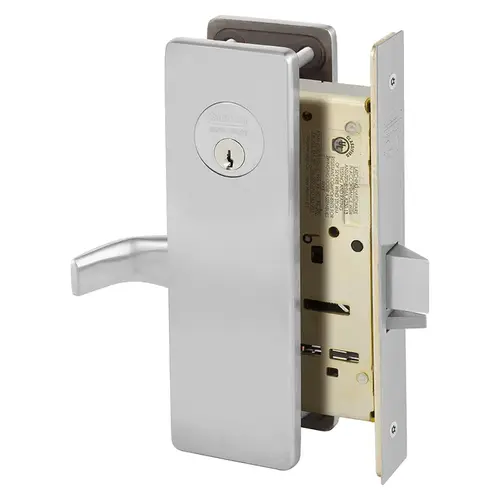 All Purpose Holdback Mortise Lock with L Lever and LS Escutcheon Satin Chrome Finish