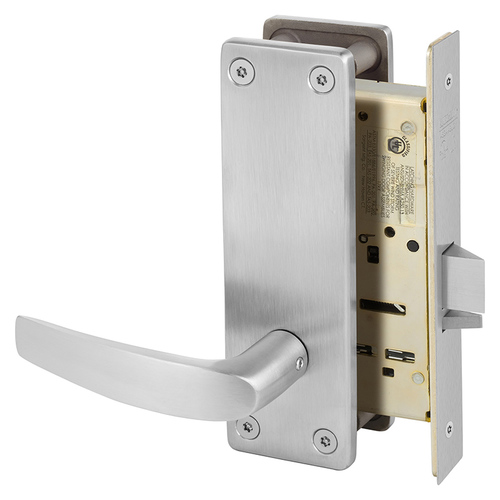 Communication Exit Mortise Lock with B Lever and LS Escutcheon Satin Chrome Finish