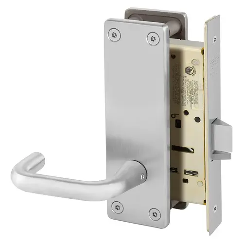 Communication Exit Mortise Lock with J Lever and LS Escutcheon Satin Chrome Finish