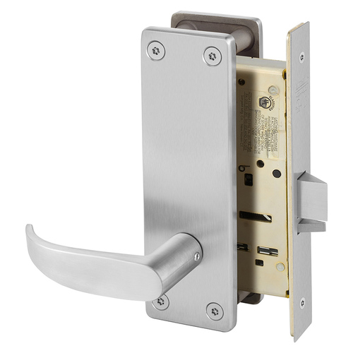 Communication Exit Mortise Lock with P Lever and LS Escutcheon Satin Chrome Finish