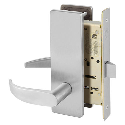 Passage Mortise Lock with P Lever and LS Escutcheon Satin Chrome Finish