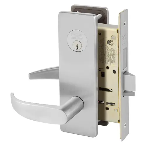 Classroom Security Double Cylinder with Deadbolt Mortise Lock with P Lever and LS Escutcheon Satin Chrome Finish