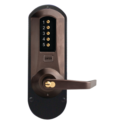 Kaba Access 5010BWL-744-41 5000 Series Mechanical Pushbutton Exit Trim, Dark Bronze with Brass Accents