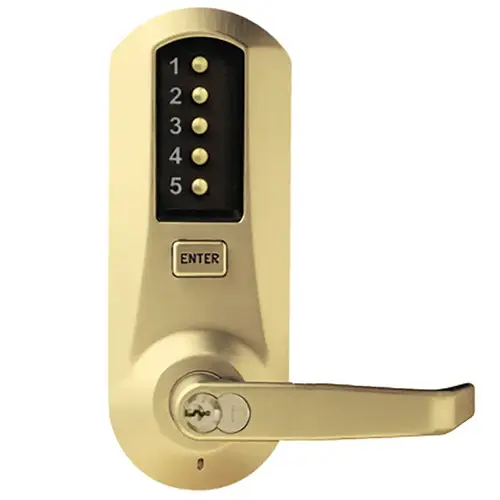 Cylindrical Combination Lever Lock, 2-3/4" Backset, 3/4" Throw Latch, 6/7-Pin SFIC Prep, Less Core, Satin Brass